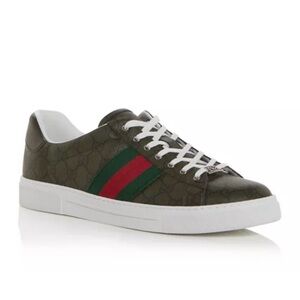 Gucci Men's Olive and Red Stripe Sneakers